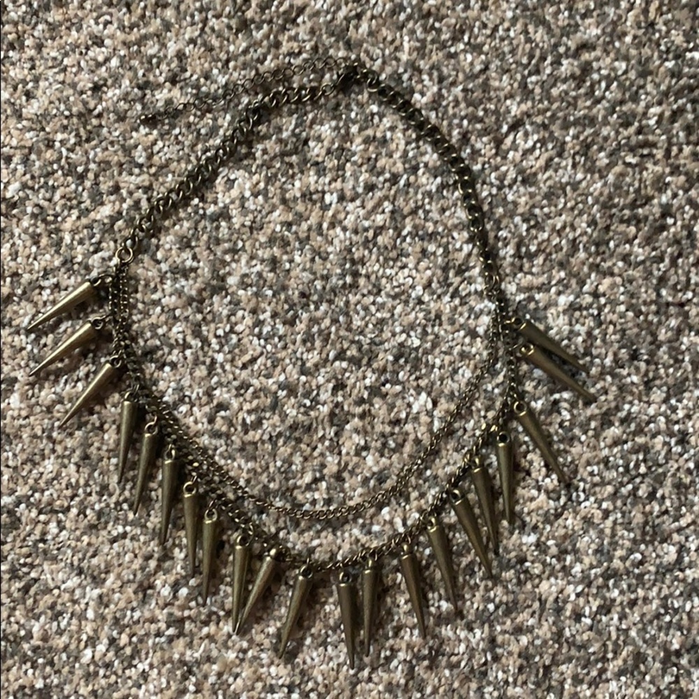UO Spiked Double-chain Necklace, muted gold